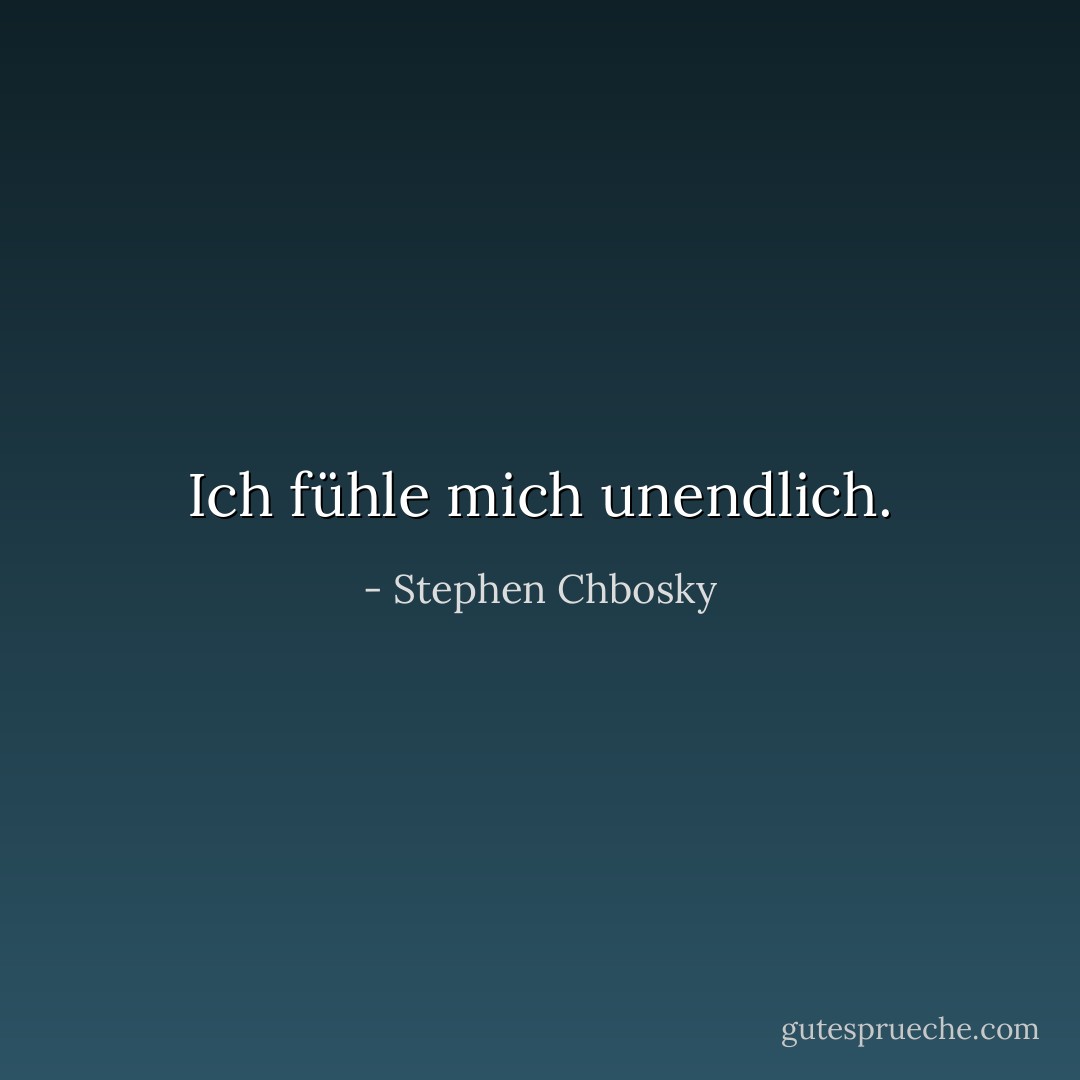 Ich fühle mich unendlich. - Stephen Chbosky<