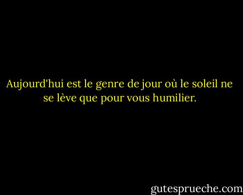 Aujourd'hui est le genre de jour où le soleil ne se lève que pour vous humilier. - Chuck Palahniuk