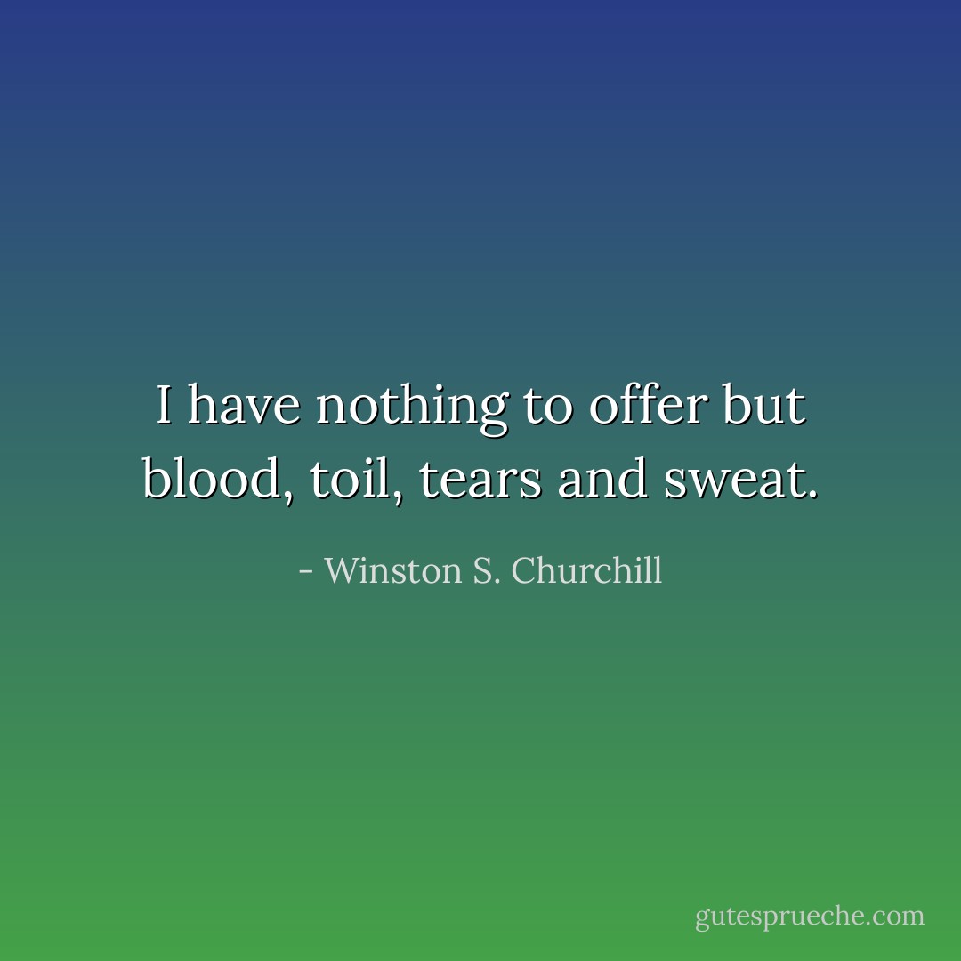 I have nothing to offer but blood, toil, tears and sweat. - Winston S. Churchill