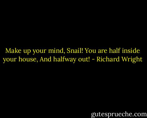 Make up your mind, Snail! You are half inside your house, And halfway out! - Richard Wright