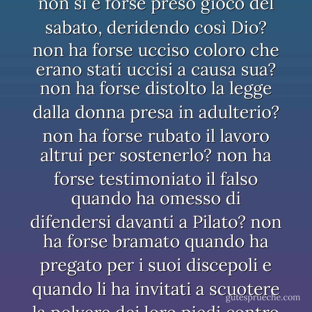 Il diavolo rispose: "Se uno stolto si azzuffa con il grano in una botte, la sua stoltezza non sarà eliminata; se Gesù Cristo è l'uomo più grande, dovreste amarlo al massimo grado; ora ascoltate come ha approvato la legge dei dieci comandamenti: non si è forse preso gioco del sabato, deridendo così Dio? non ha forse ucciso coloro che erano stati uccisi a causa sua? non ha forse distolto la legge dalla donna presa in adulterio? non ha forse rubato il lavoro altrui per sostenerlo? non ha forse testimoniato il falso quando ha omesso di difendersi davanti a Pilato? non ha forse bramato quando ha pregato per i suoi discepoli e quando li ha invitati a scuotere la polvere dei loro piedi contro coloro che si rifiutavano di ospitarli? Vi dico che non può esistere alcuna virtù senza infrangere questi dieci comandamenti; Gesù era tutta virtù e agiva per impulso, non per regole. - William Blake
