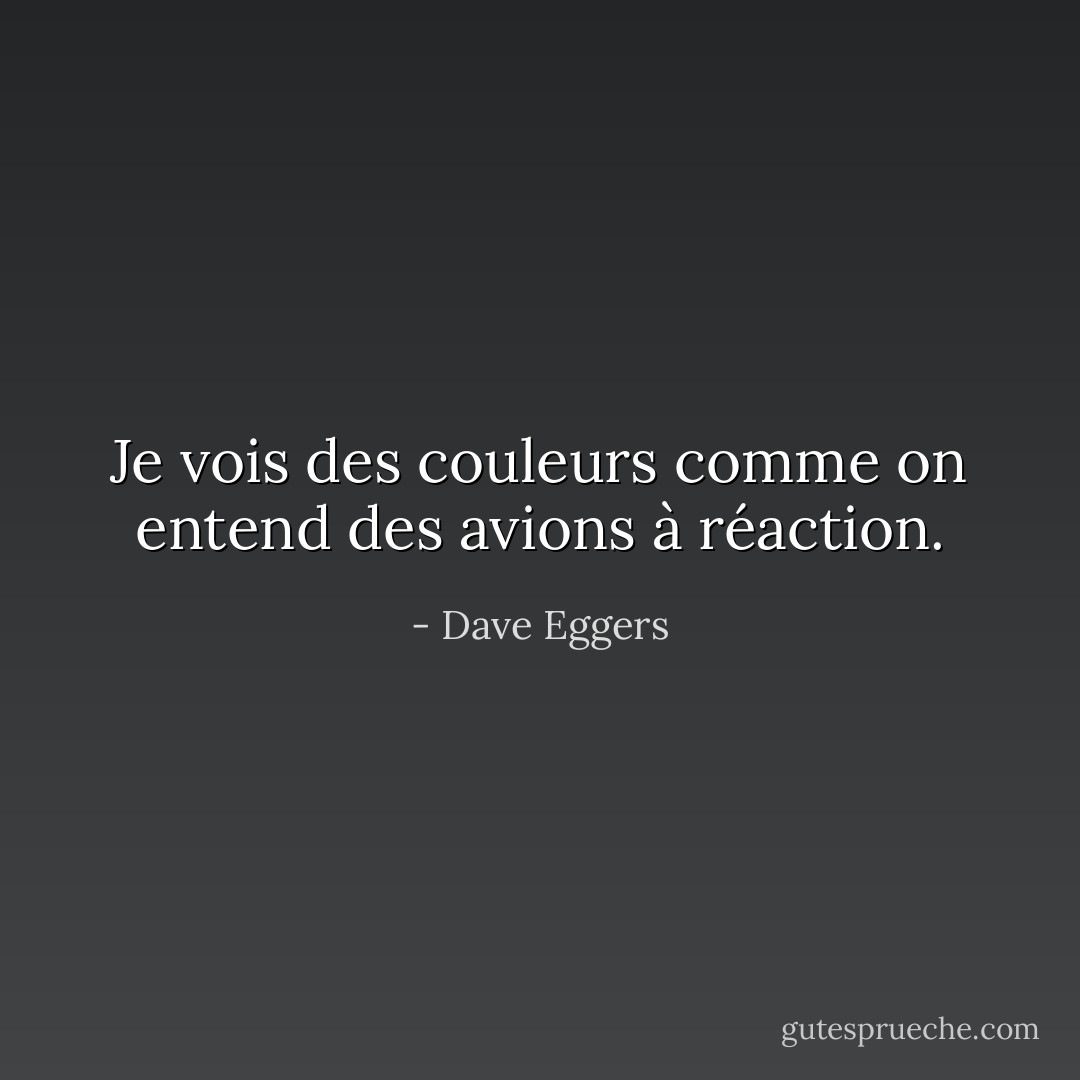 Je vois des couleurs comme on entend des avions à réaction. - Dave Eggers