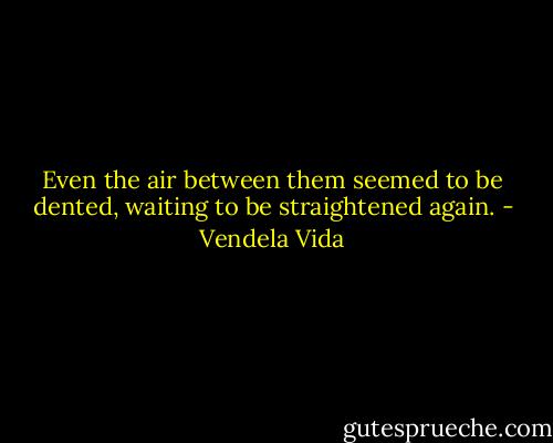 Even the air between them seemed to be dented, waiting to be straightened again. - Vendela Vida