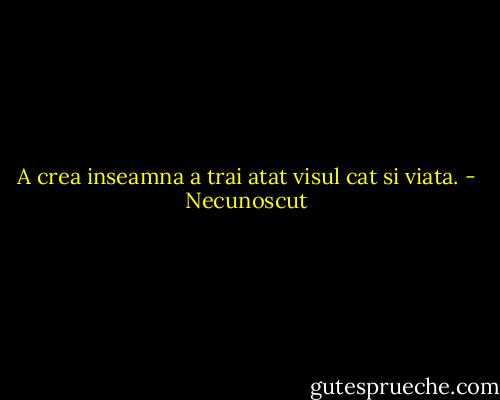 A crea inseamna a trai atat visul cat si viata. - Necunoscut