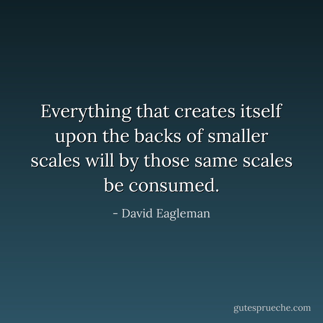 Everything that creates itself upon the backs of smaller scales will by those same scales be consumed. - David Eagleman