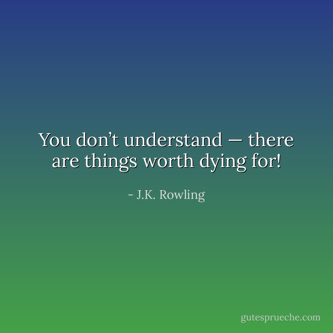 You don’t understand — there are things worth dying for! - J.K. Rowling