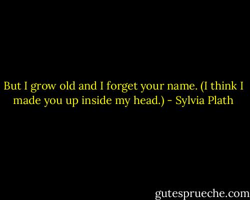 But I grow old and I forget your name. (I think I made you up inside my head.) - Sylvia Plath