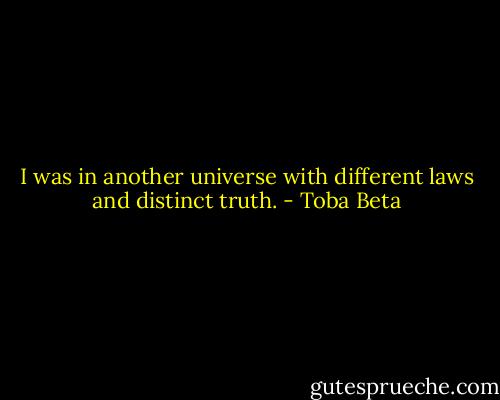 I was in another universe with different laws and distinct truth. - Toba Beta