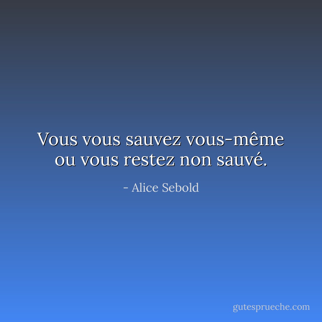Vous vous sauvez vous-même ou vous restez non sauvé. - Alice Sebold