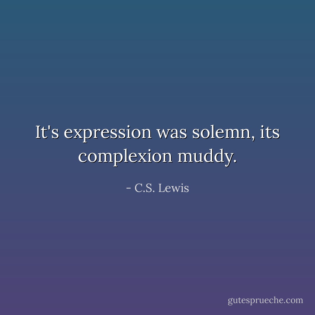 It's expression was solemn, its complexion muddy. - C.S. Lewis