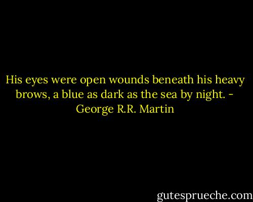 His eyes were open wounds beneath his heavy brows, a blue as dark as the sea by night. - George R.R. Martin