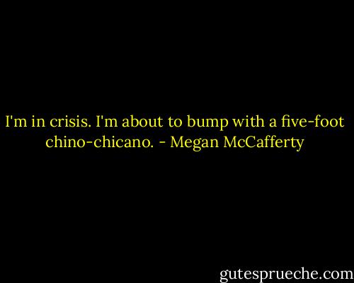 I'm in crisis. I'm about to bump with a five-foot chino-chicano. - Megan McCafferty