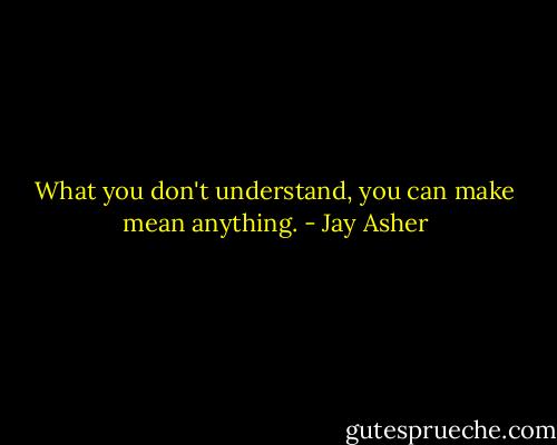 What you don't understand, you can make mean anything. - Jay Asher