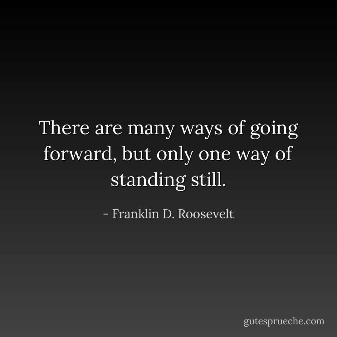 There are many ways of going forward, but only one way of standing still. - Franklin D. Roosevelt