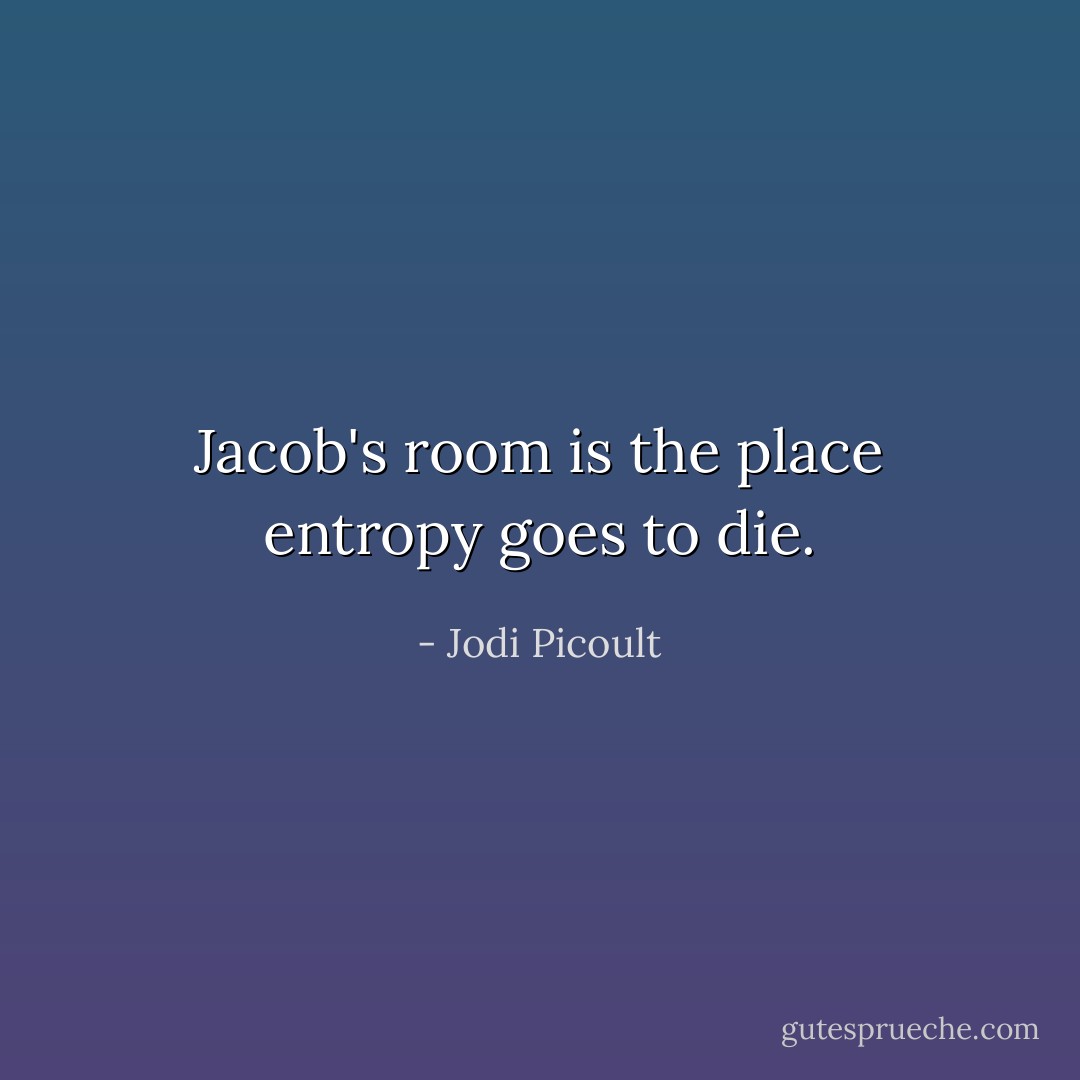 Jacob's room is the place entropy goes to die. - Jodi Picoult