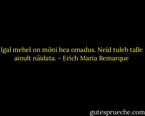 Igal mehel on mõni hea omadus. Neid tuleb talle ainult näidata. - Erich Maria Remarque