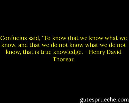 Confucius said, "To know that we know what we know, and that we do not know what we do not know, that is true knowledge. - Henry David Thoreau