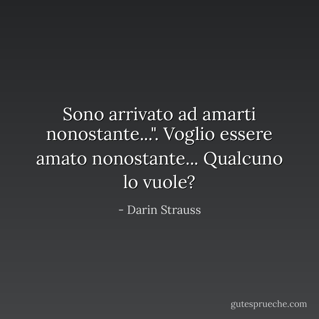 Sono arrivato ad amarti nonostante...". Voglio essere amato nonostante... Qualcuno lo vuole? - Darin Strauss