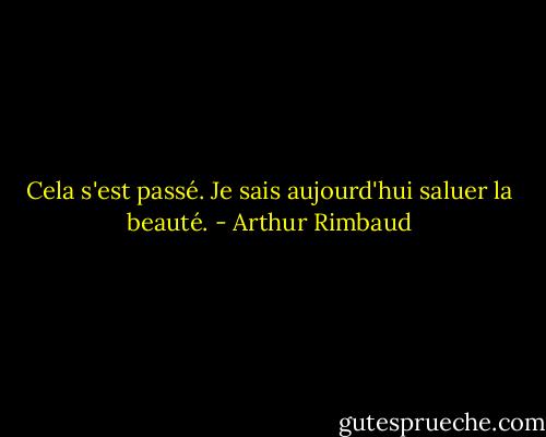 Cela s'est passé. Je sais aujourd'hui saluer la beauté. - Arthur Rimbaud