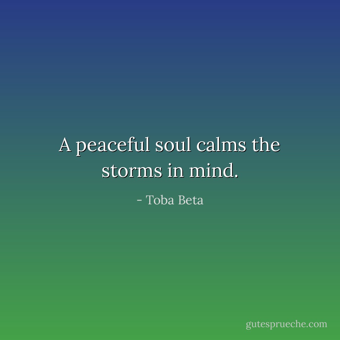 A peaceful soul calms the storms in mind. - Toba Beta