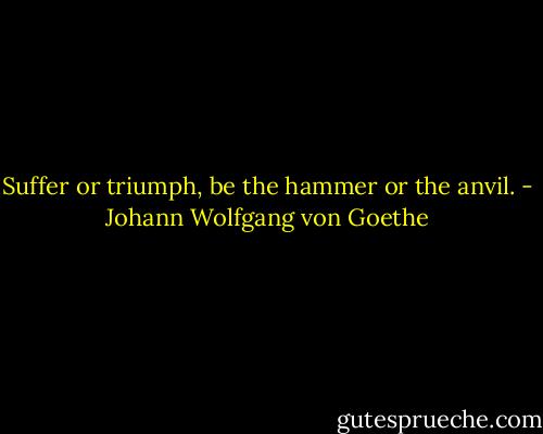 Suffer or triumph, be the hammer or the anvil. - Johann Wolfgang von Goethe