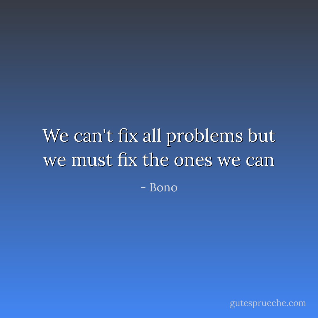 We can't fix all problems but we must fix the ones we can - Bono