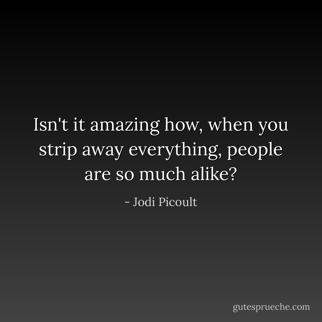 Isn't it amazing how, when you strip away everything, people are so much alike? - Jodi Picoult