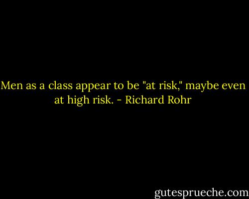 Men as a class appear to be "at risk," maybe even at high risk. - Richard Rohr