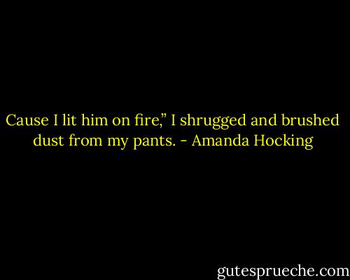 Cause I lit him on fire,” I shrugged and brushed dust from my pants. - Amanda Hocking