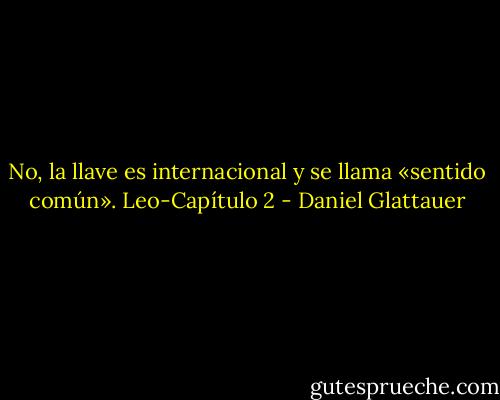 No, la llave es internacional y se llama «sentido común». Leo-Capítulo 2 - Daniel Glattauer