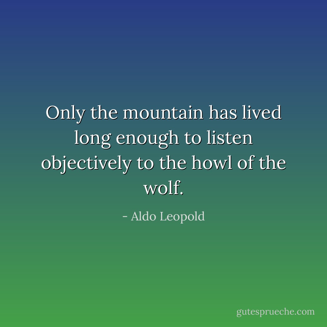 Only the mountain has lived long enough to listen objectively to the howl of the wolf. - Aldo Leopold