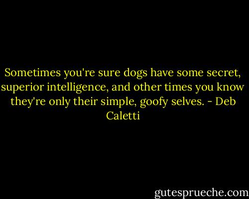 Sometimes you're sure dogs have some secret, superior intelligence, and other times you know they're only their simple, goofy selves. - Deb Caletti