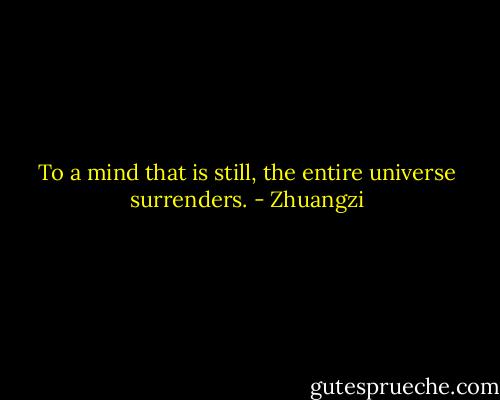 To a mind that is still, the entire universe surrenders. - Zhuangzi