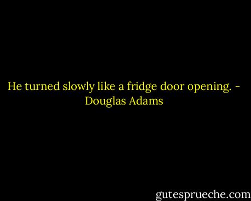 He turned slowly like a fridge door opening. - Douglas Adams