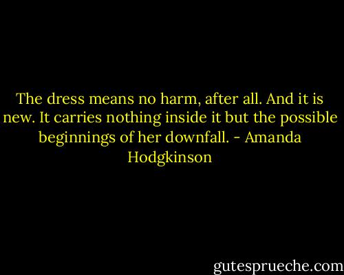 The dress means no harm, after all. And it is new. It carries nothing inside it but the possible beginnings of her downfall. - Amanda Hodgkinson