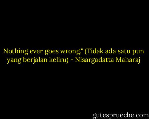 Nothing ever goes wrong."<br />(Tidak ada satu pun yang berjalan keliru) - Nisargadatta Maharaj