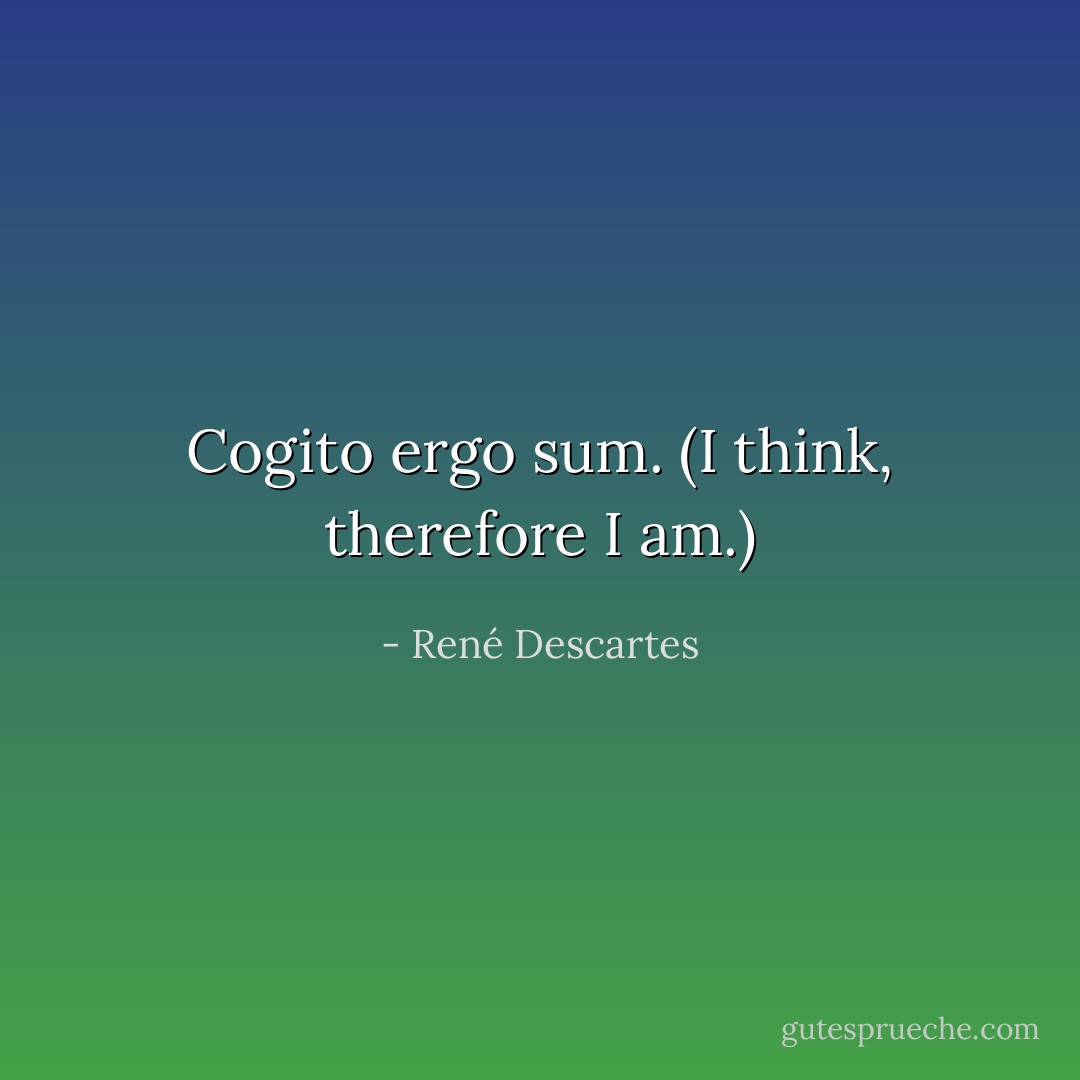 Cogito ergo sum. <i>(I think, therefore I am.)</i> - René Descartes