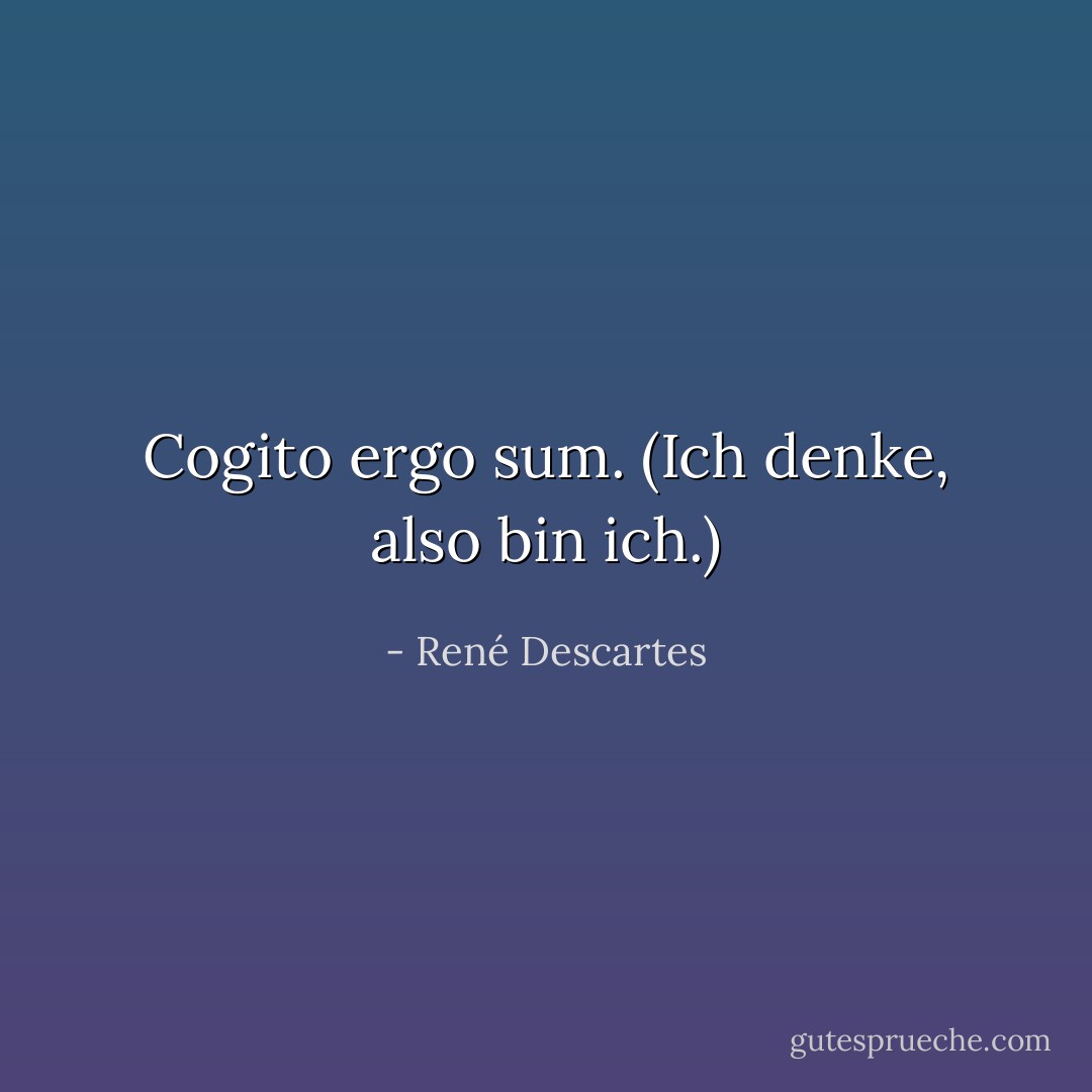 Cogito ergo sum. <i>(Ich denke, also bin ich.)</i> - René Descartes<
