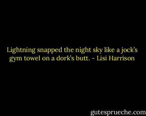 Lightning snapped the night sky like a jock’s gym towel on a dork’s butt. - Lisi Harrison