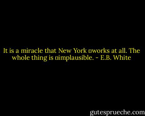 It is a miracle that New York  works at all. The whole thing is  implausible. - E.B. White