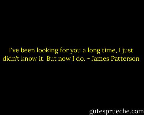 I've been looking for you a long time, I just didn't know it. But now I do. - James Patterson