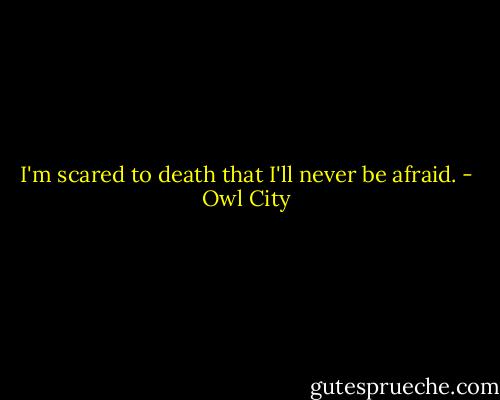I'm scared to death that I'll never be afraid. - Owl City