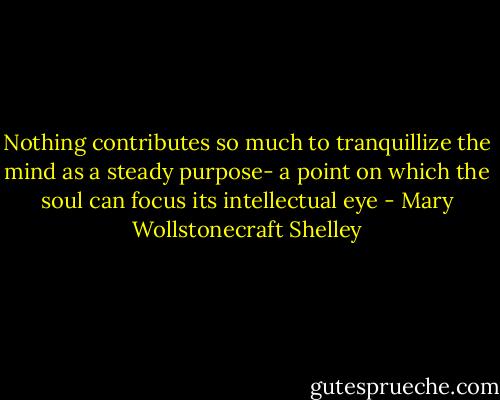 Nothing contributes so much to tranquillize the mind as a steady purpose- a point on which the soul can focus its intellectual eye - Mary Wollstonecraft Shelley
