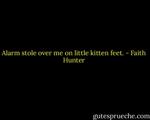 Alarm stole over me on little kitten feet. - Faith Hunter
