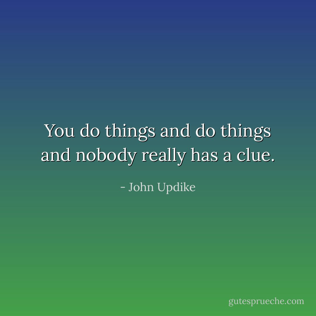 You do things and do things and nobody really has a clue. - John Updike