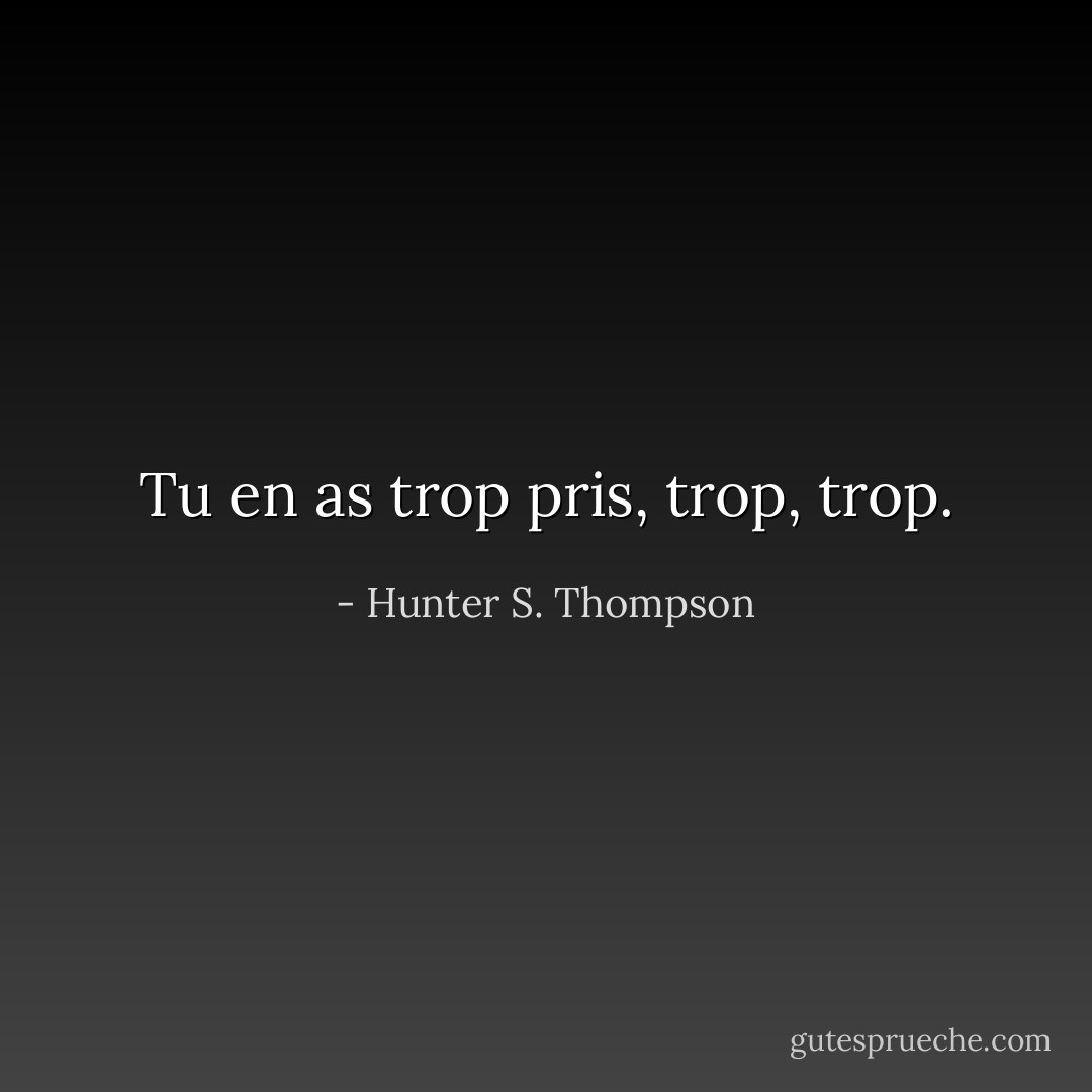 Tu en as trop pris, trop, trop. - Hunter S. Thompson