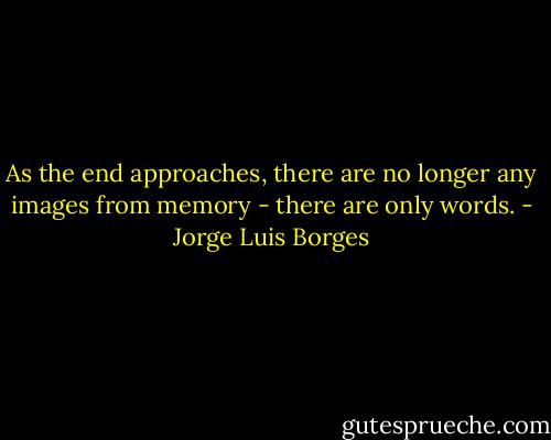 As the end approaches, there are no longer any images from memory - there are only words. - Jorge Luis Borges