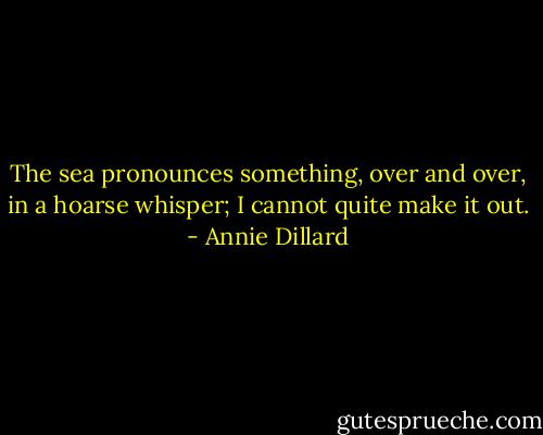 The sea pronounces something, over and over, in a hoarse whisper; I cannot quite make it out. - Annie Dillard