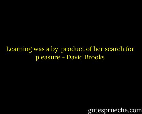 Learning was a by-product of her search for pleasure - David Brooks