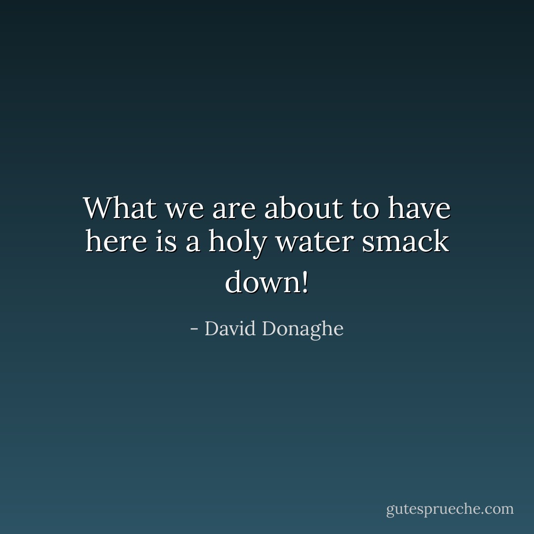 What we are about to have here is a holy water smack down! - David Donaghe